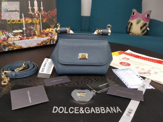 Dolce  Gabbana Small Sicily Bag In Dauphine Blue For Women 7.5In19cm Dg