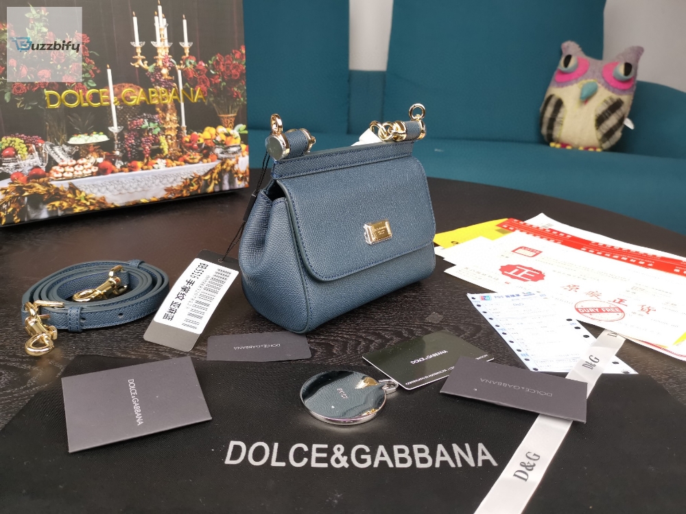 Dolce Gabbana Small Sicily Bag In Dauphine Blue For Women 7.5In19cm Dg