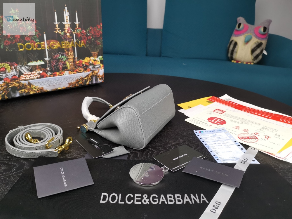 Dolce Gabbana Small Sicily Bag In Dauphine Gray For Women 7.5In19cm Dg