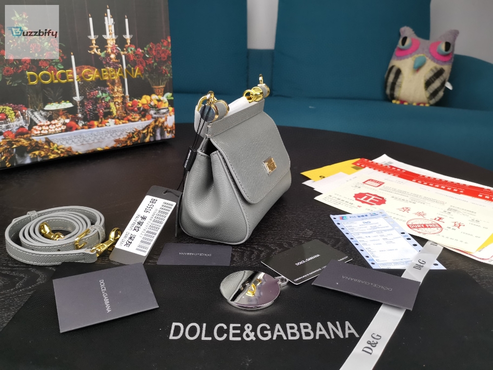 Dolce Gabbana Small Sicily Bag In Dauphine Gray For Women 7.5In19cm Dg