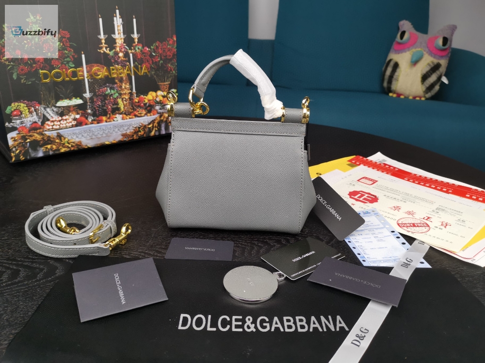 Dolce Gabbana Small Sicily Bag In Dauphine Gray For Women 7.5In19cm Dg