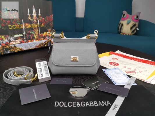 Dolce  Gabbana Small Sicily Bag In Dauphine Gray For Women 7.5In19cm Dg