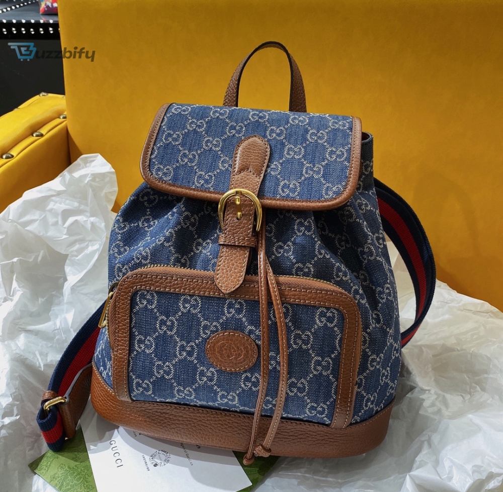 Gucci Backpack With Interlocking G Blue For Women Womens Bags 11.8In30cm Gg