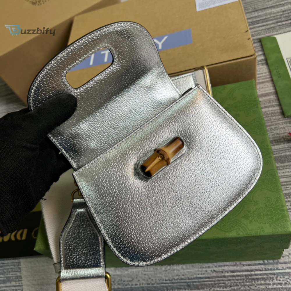 Gucci Bamboo 1947 Mini Top Handle Bag Silver For Women Womens Bags 6.7In17cm Gg