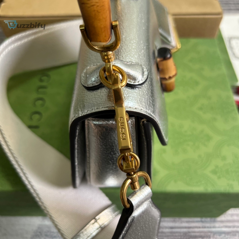 Gucci Bamboo 1947 Mini Top Handle Bag Silver For Women Womens Bags 6.7In17cm Gg