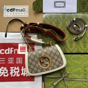 Gucci Blondie Mini Bag Brown And White For Women Womens Bags 8.7In22cm Gg