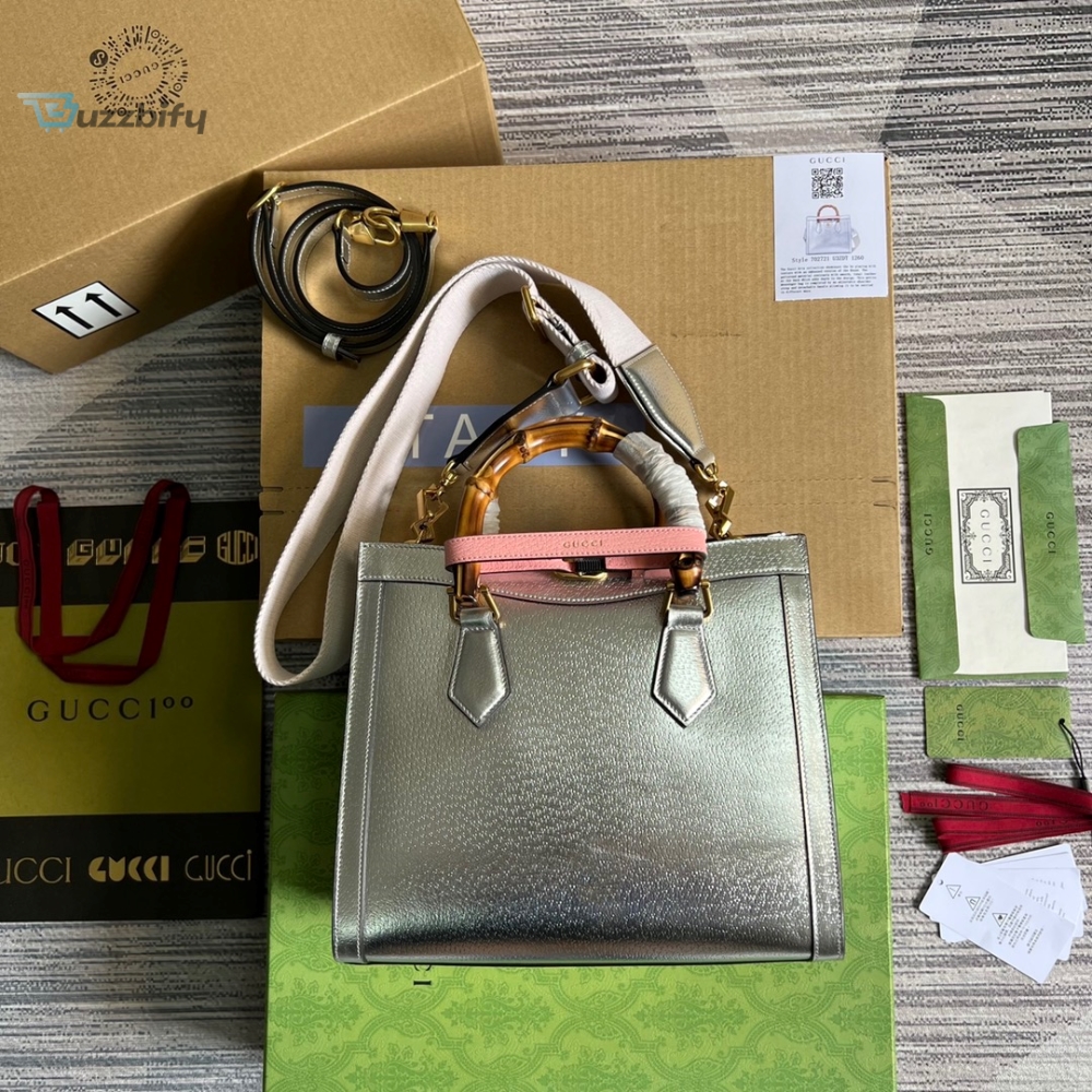 Gucci Diana Small Tote Bag Silver For Women Womens Bags 11In27cm Gg