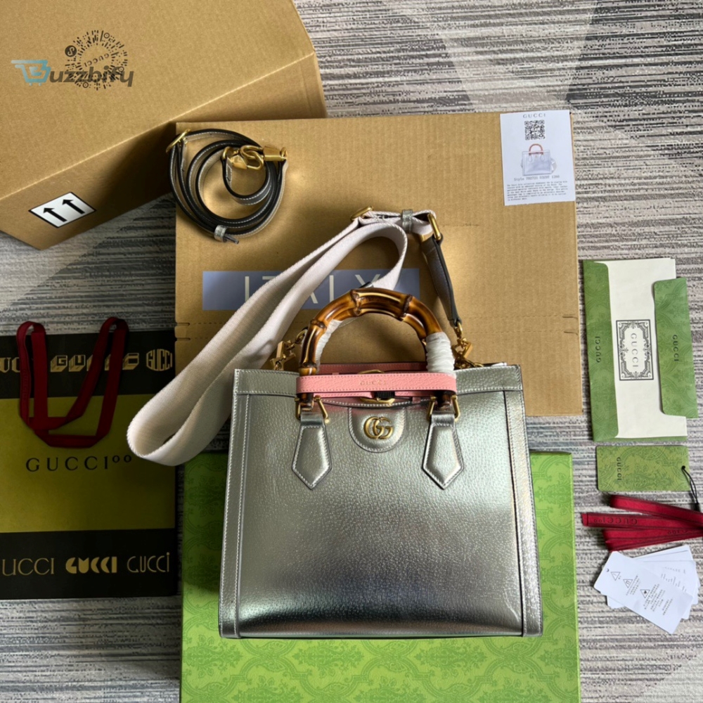 Gucci Diana Small Tote Bag Silver For Women Womens Bags 11In27cm Gg