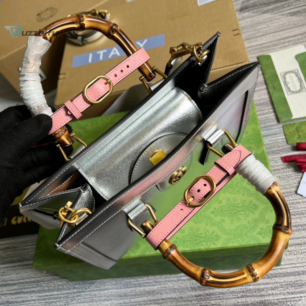 Gucci Diana Small Tote Bag Silver For Women Womens Bags 11In27cm Gg