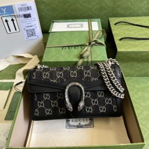Gucci Dionysus Small Gg Shoulder Bag Black And Ivory Gg Denim Jacquard For Women 10In25cm 499623 Un3bn 1274