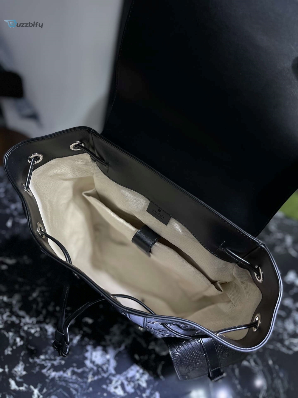 Gucci Embossed Backpack Gg Black For Men 41Cm 16.1In 625770 1W3bn 1000