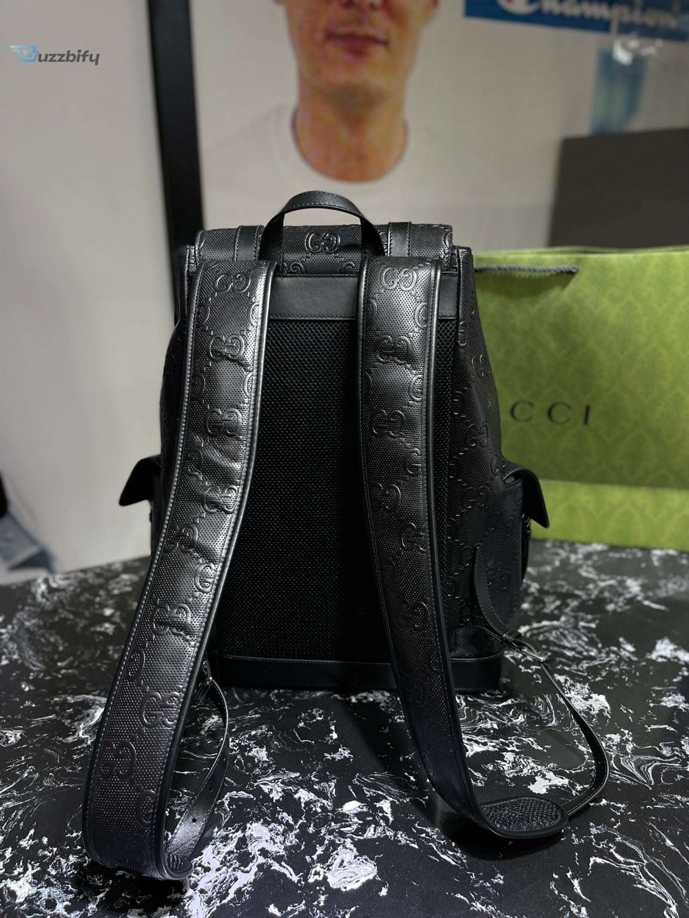 Gucci Embossed Backpack Gg Black For Men 41Cm 16.1In 625770 1W3bn 1000