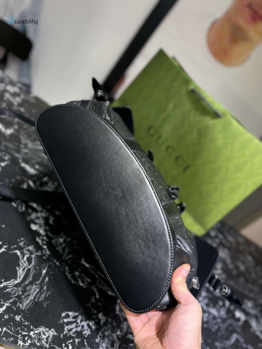 Gucci Embossed Backpack Gg Black For Men 41Cm 16.1In 625770 1W3bn 1000