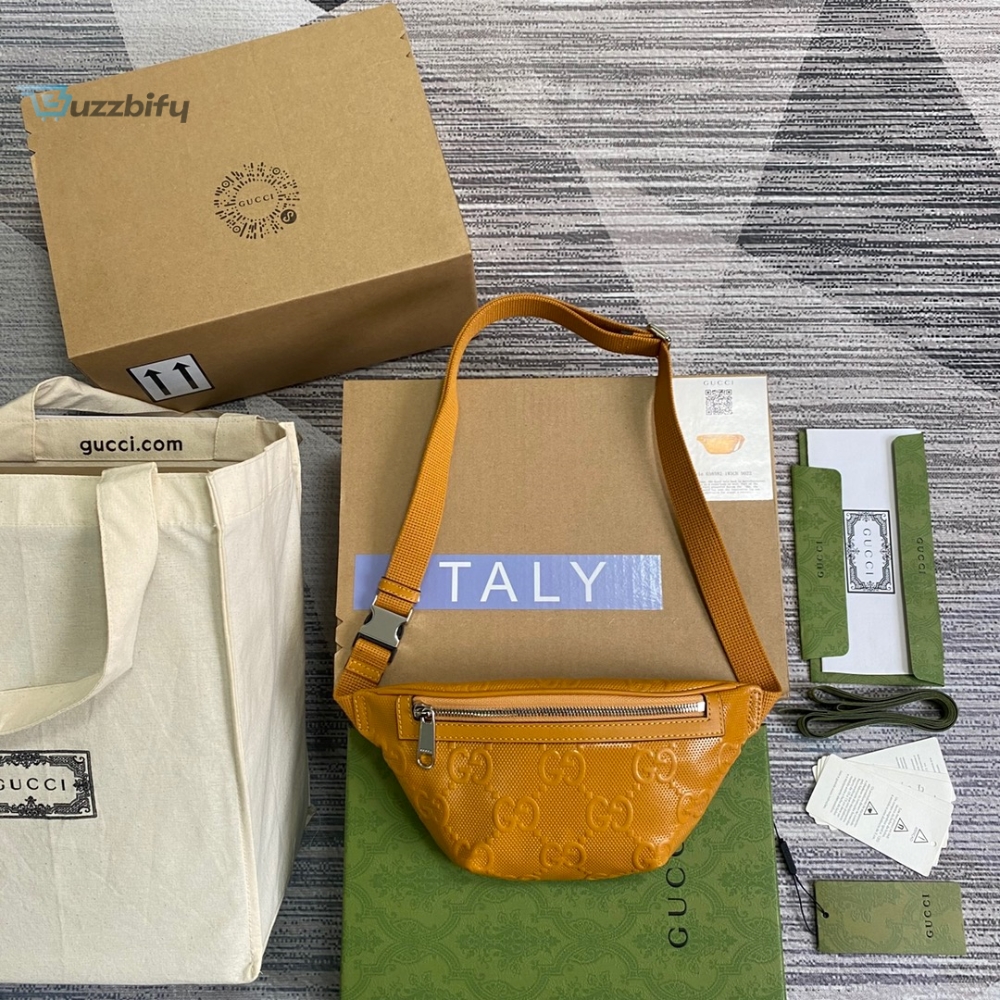 Gucci Gg Embossed Belt Bag Yellow Gg Embossed For Men 9.1In23cm Gg