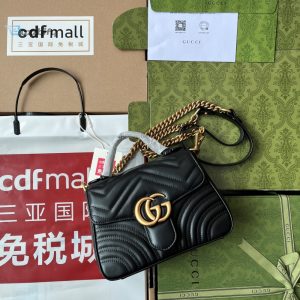 Gucci Gg Marmont Mini Top Handle Bag Black For Women Womens Bags 8.3In21cm Gg 547260 Dtdit 1000