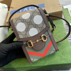 Gucci Horsebit 1955 Mini Bag Beige And Ebony Gg Supreme Canvas With Geometric Print For Women  6.7In17cm Gg  625615 Uqhfg 8679