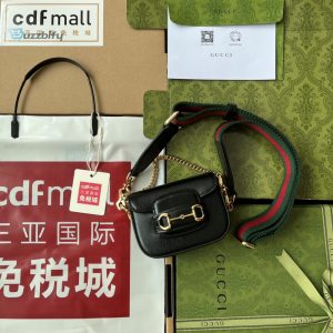 Gucci Horsebit 1955 Strap Wallet Black For Women Womens Bags 4.7In12cm Gg 699760 18Ysg 1060