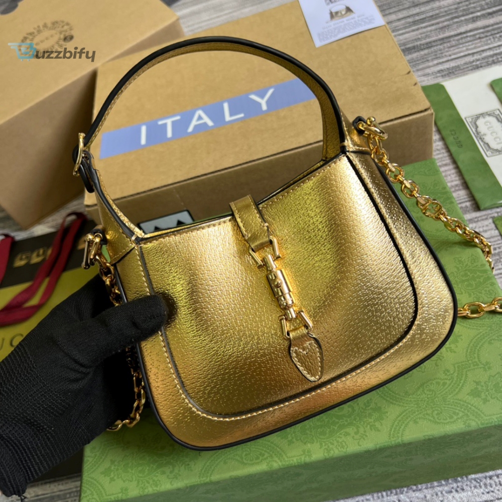 Gucci Jackie 1961 Lizard Mini Bag Gold For Women Womens Bags 7.5In19cm Gg