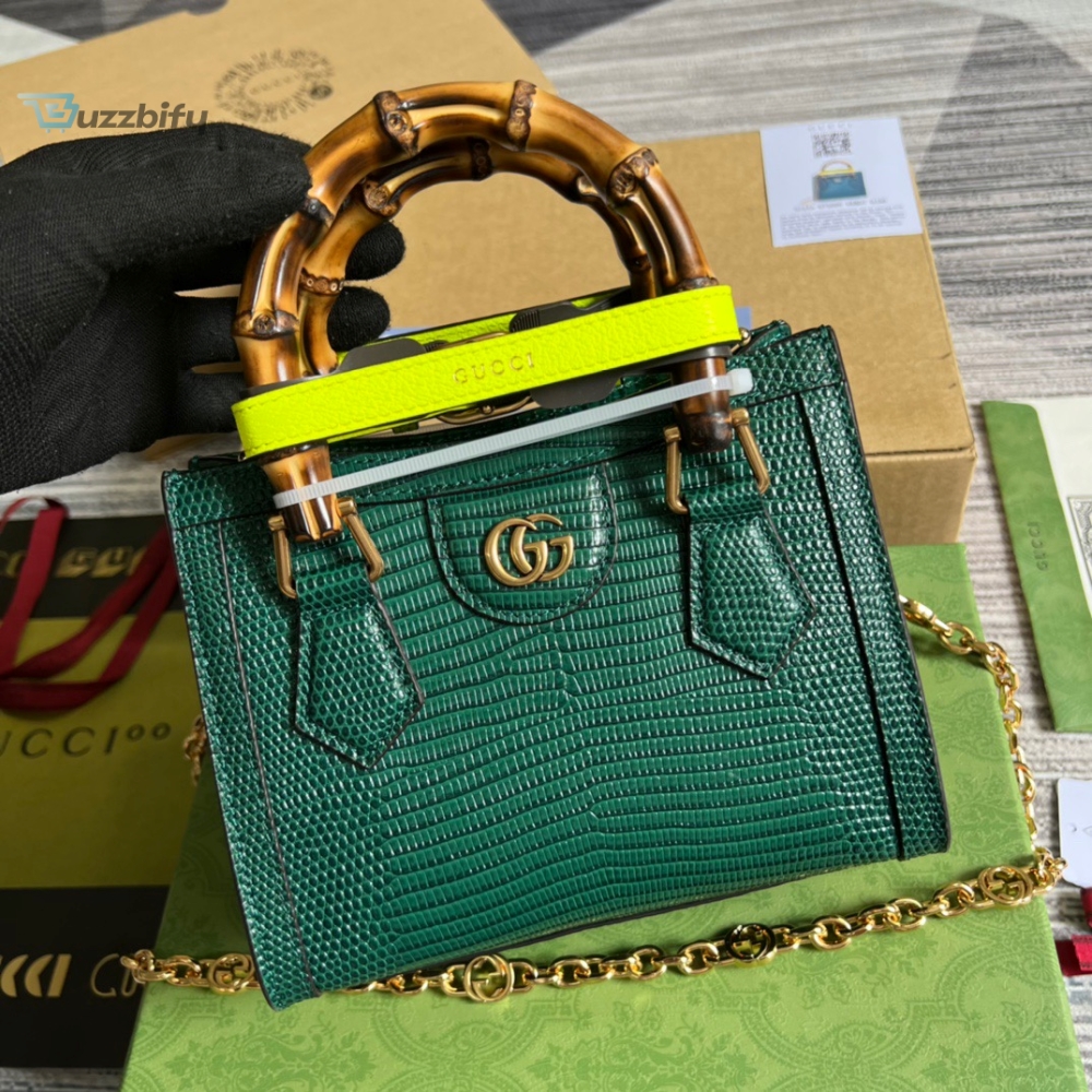 Gucci Lizard Mini Tote Bag Green For Women Womens Bags 7.9In20cm Gg