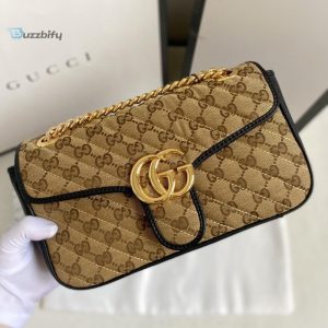 Gucci Marmont Small Shoulder Bag Beigeebony Diagonal Matelassé Original Gg Canvas For Women 10In26cm 443497 Hvkeg 9772
