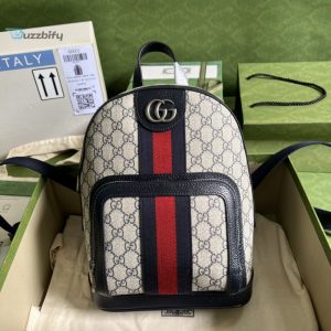 Gucci Ophidia Gg Small Backpack Beige And Blue Gg Supreme Canvas For Women 11.5In29cm Beige