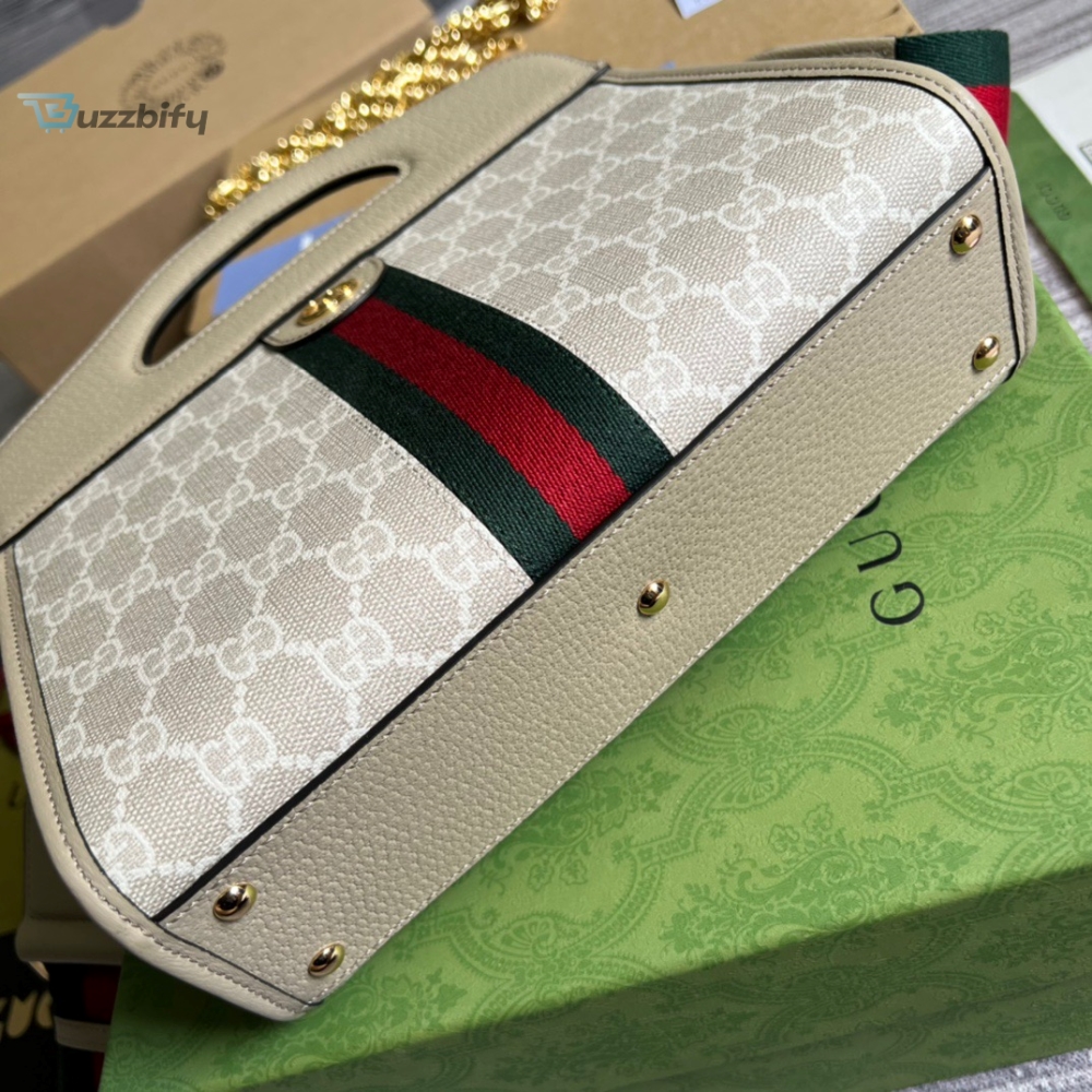 Gucci Ophidia Small Tote With Web Beige For Women Womens Bags 10In26cm Gg