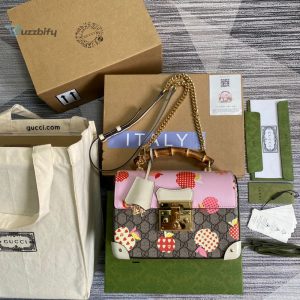 Gucci Padlock Gg Small Amboo Strawberry Shoulder Bag Beige For Women Womens Bags 9.5In24cm Gg