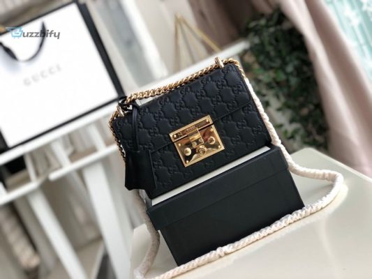 Gucci Padlock Small Gucci Signature Shoulder Bag Black Gucci Signature For Women 7.9In20cm Gg 409487 Cwc1g 1000