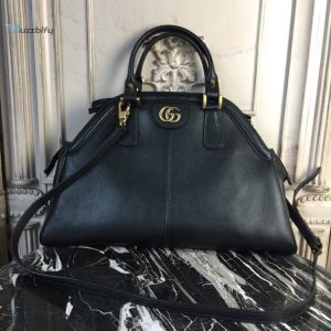 Gucci Rebelle Large Top Handle Bag Black For Women 15.75In40cm Gg