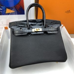 Hermes Birkin Nata Swift Black For Women Gold Toned Hardware 10In25cm
