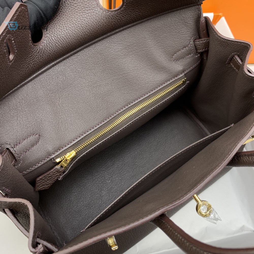 Hermes Birkin Nata Swift Dark Brown For Women Gold Toned Hardware 10In25cm