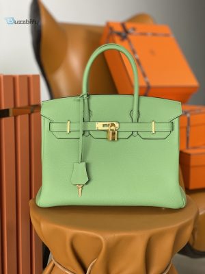 Hermes Birkin Nata Swift Green For Women Gold Toned Hardware 10In25cm