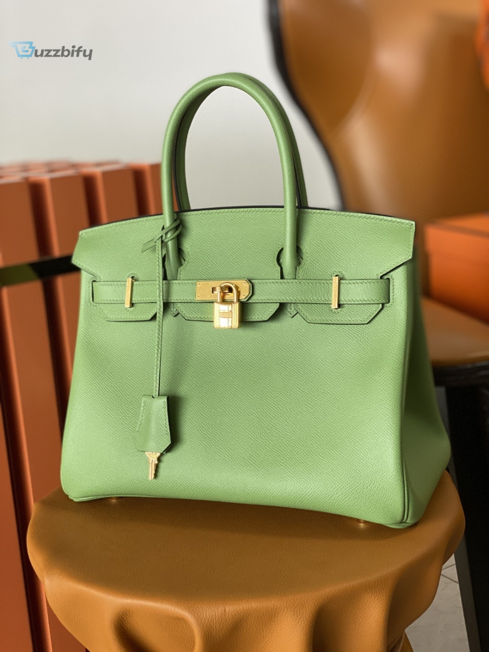Hermes Birkin Nata Swift Green For Women Gold Toned Hardware 11.8In30cm