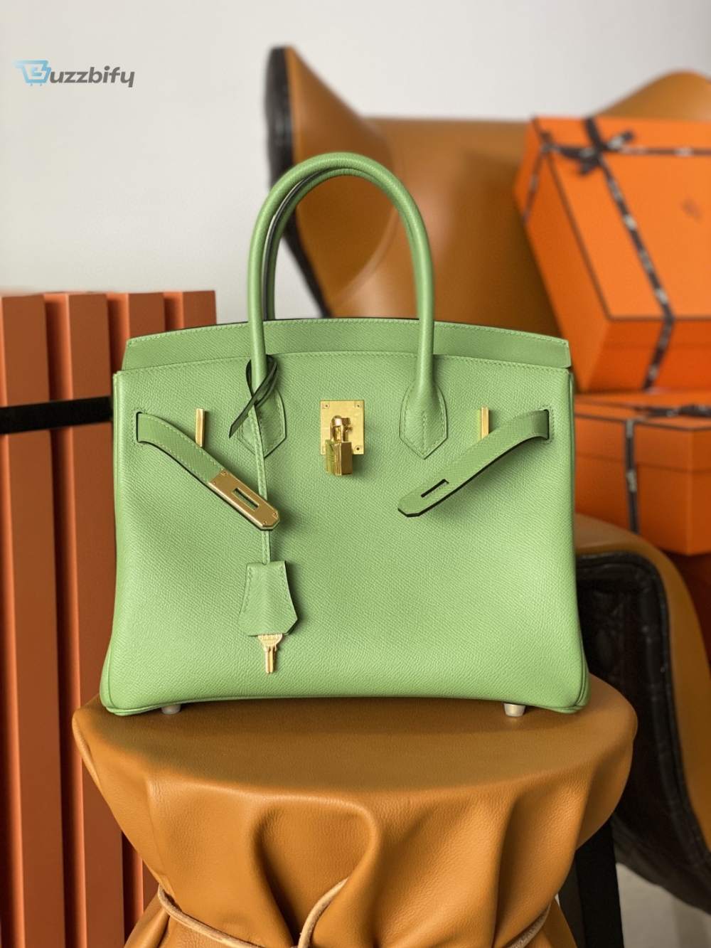 Hermes Birkin Nata Swift Green For Women Gold Toned Hardware 11.8In30cm