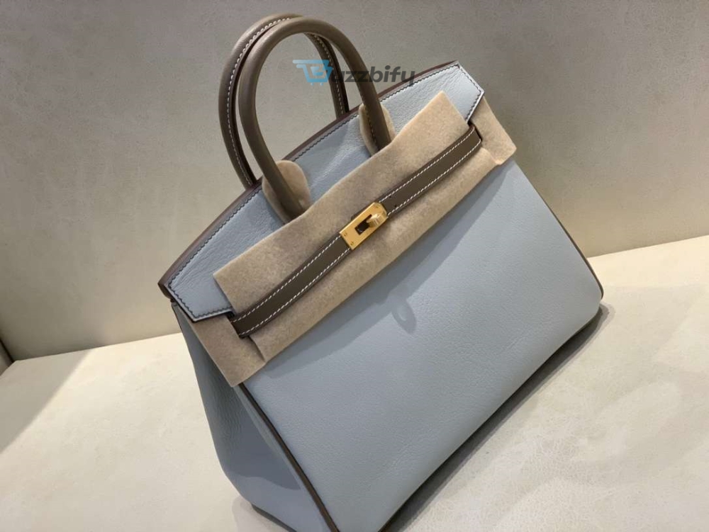 Hermes Brikin 25 Beton Togo Blue For Women 25Cm 9.8In