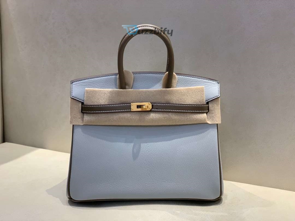 Hermes Brikin 25 Beton Togo Blue For Women 25Cm 9.8In