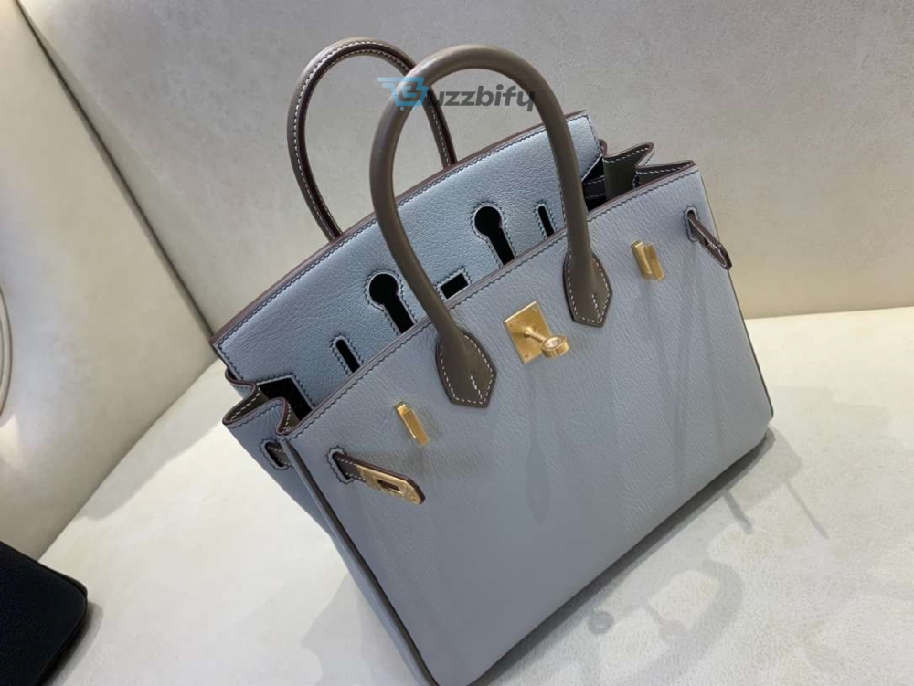 Hermes Brikin 25 Beton Togo Blue For Women 25Cm 9.8In