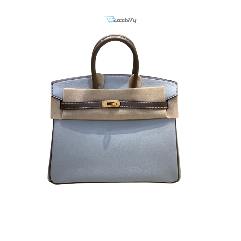 Hermes Brikin 25 Beton Togo Blue For Women 25Cm 9.8In
