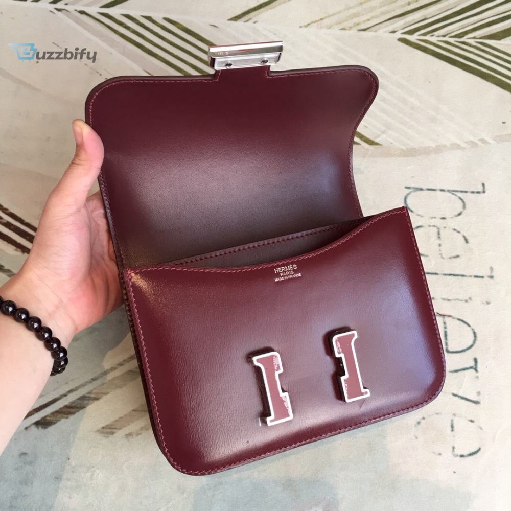 Hermes Constance Burgundy For Women Silver Toned Hardware 7.4In19cm