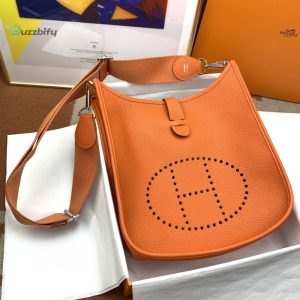 Hermes Evelyne Iii 29 Bag Orange With Silvertoned Hardware For Women Womens Shoulder And Crossbody Bags 11.4In29cm H056277cc9j