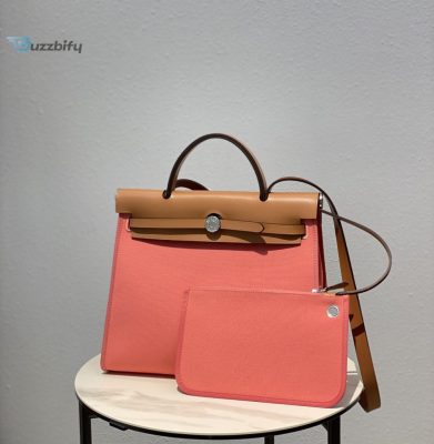 Hermes Herbag Zip Bag Pink Silver Toned Hardware Bag For Women Womens Handbags Shoulder Bags 12.2In31cm