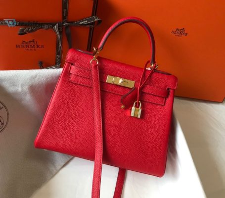 Hermes Kelly 28 Rouge Casaque Togo Bag For Women Womens Handbags Shoulder Bags 11In28cm