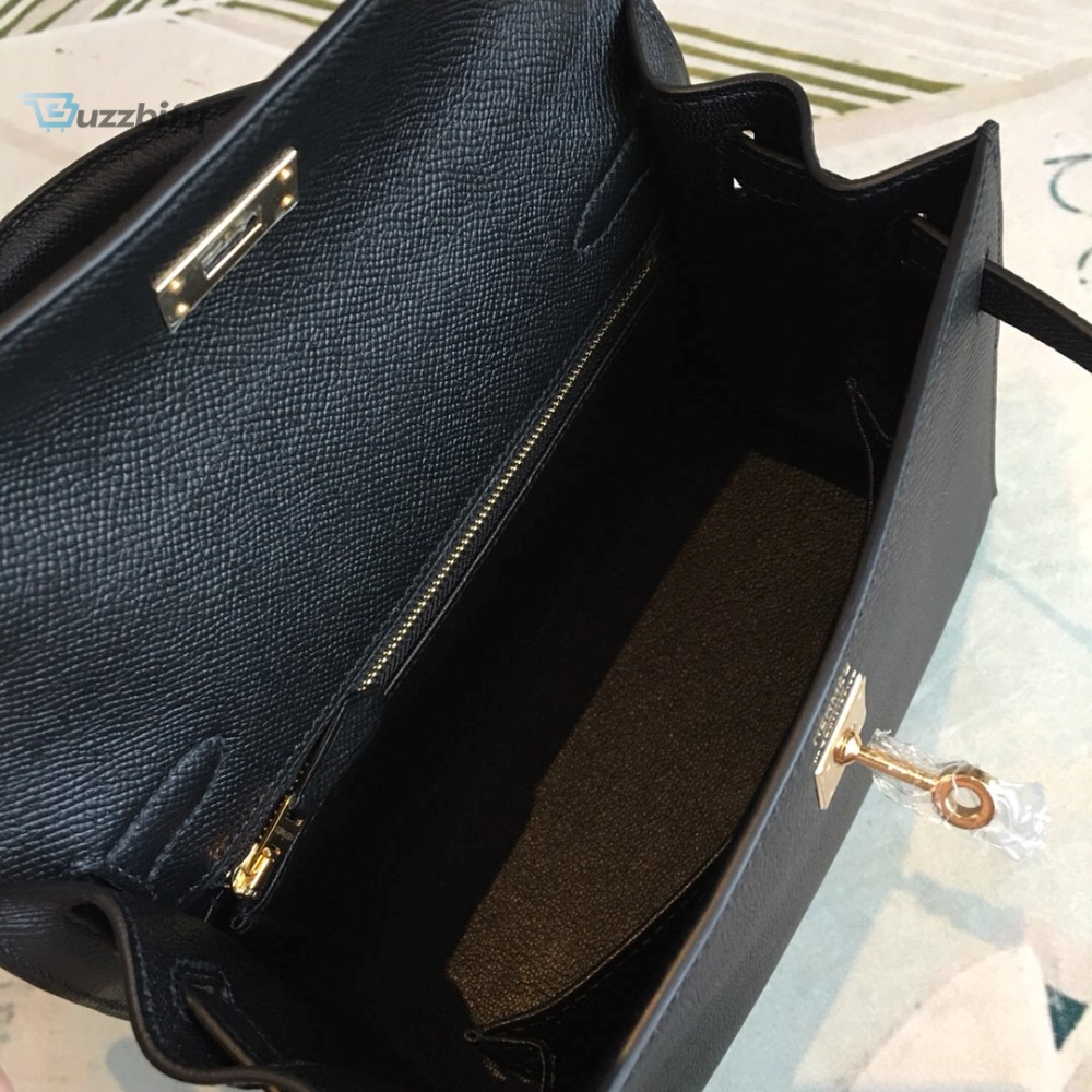 Hermes Kelly Black For Women Gold Toned Hardware 10In25cm