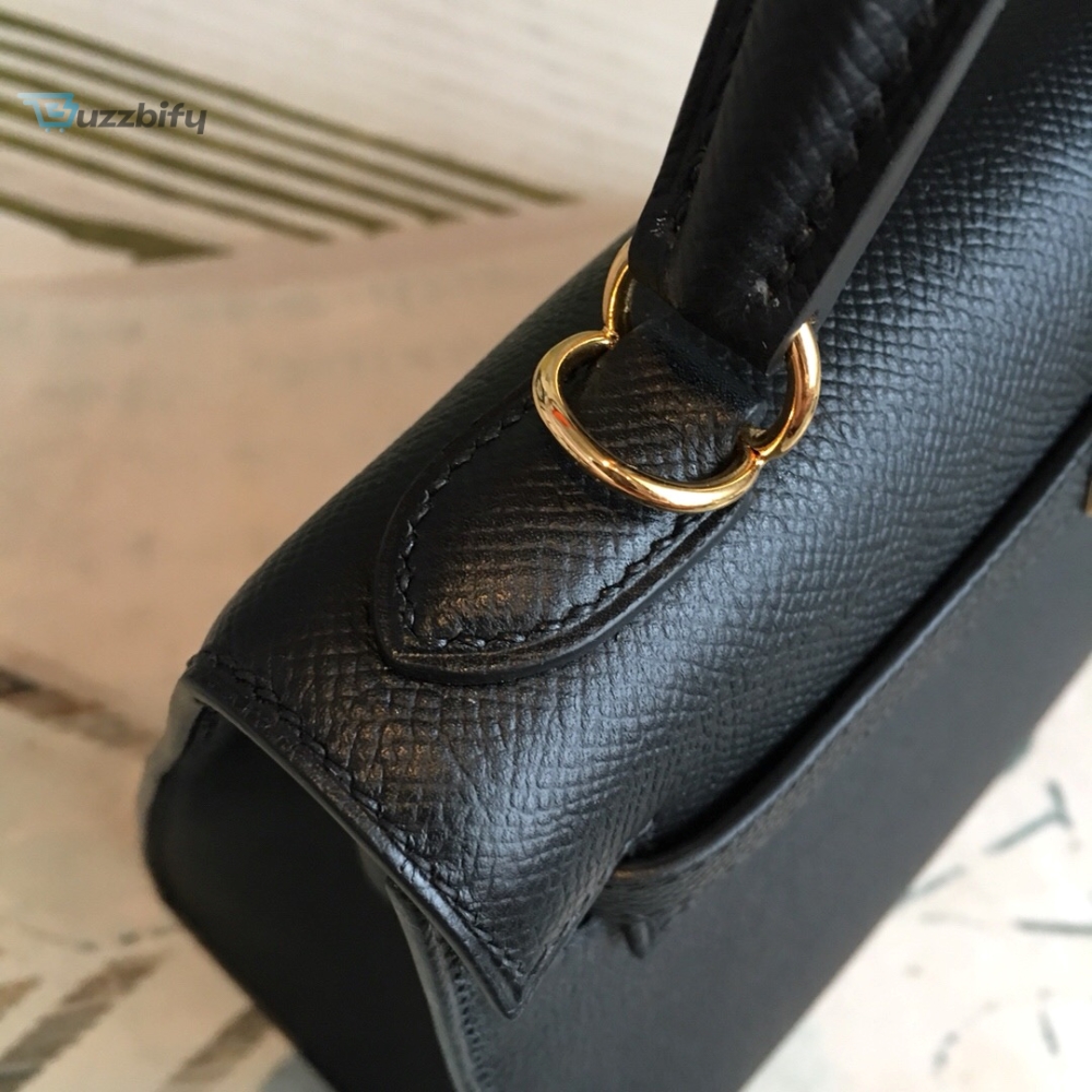 Hermes Kelly Black For Women Gold Toned Hardware 10In25cm