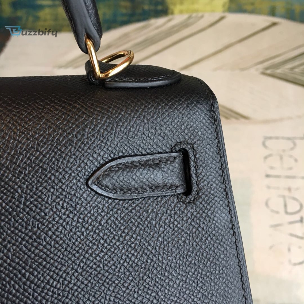 Hermes Kelly Black For Women Gold Toned Hardware 10In25cm