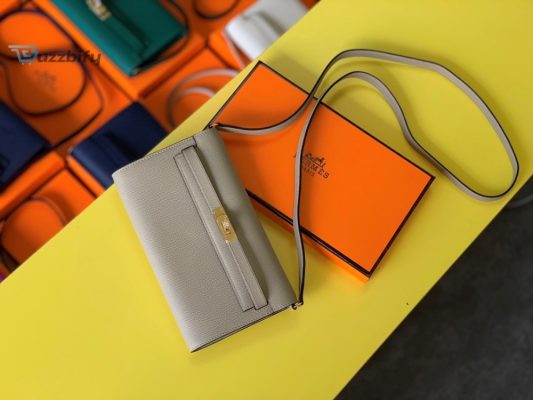 Hermes Kelly Classique To Go Wallet 21Cm8.3In Gold Toned Hardware For Women Cream