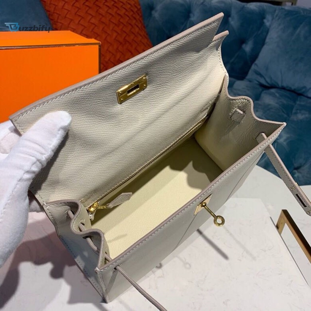 Hermes Kelly Craie For Women Gold Toned Hardware 10In25cm