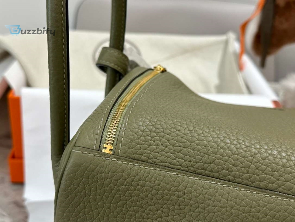 Hermes Lady Lindi Bag Whiteblackgreen Khaki For Women 10.2In26cm