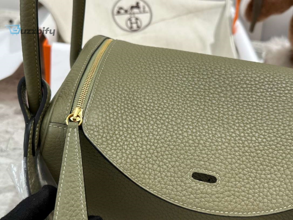 Hermes Lady Lindi Bag Whiteblackgreen Khaki For Women 10.2In26cm