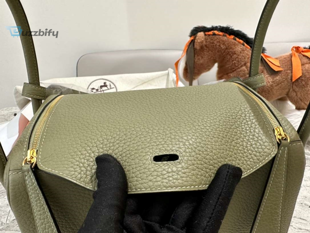 Hermes Lady Lindi Bag Whiteblackgreen Khaki For Women 10.2In26cm